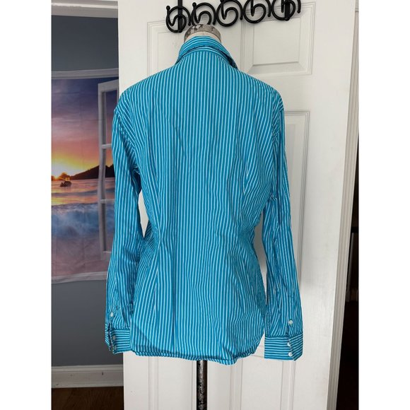 C Wonder striped button down blouse with contrasting collar and cuffs Large - Picture 2 of 5